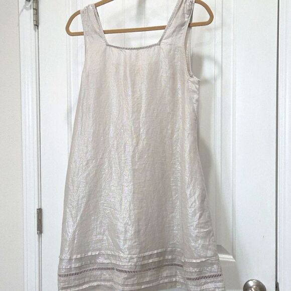 - C&C California Sleeveless Artesian  100% Linen Embroderied Midi Dress Small - Picture 1 of 6